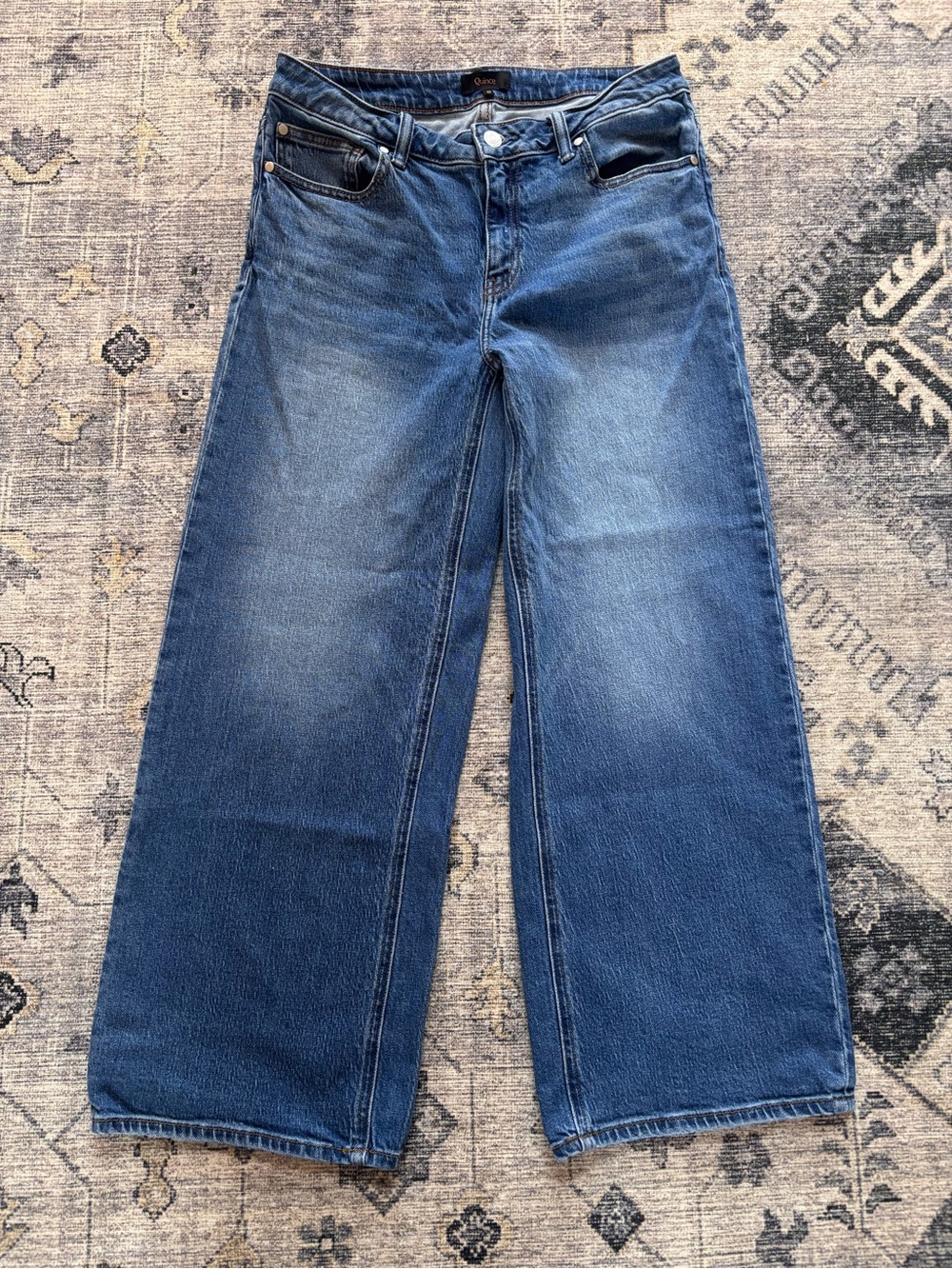 Quince Luna Stretch Relaxed Straight Jeans in Atlantic Blue